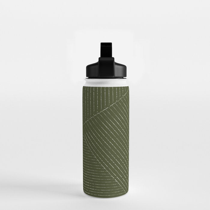 Lines (Olive Green) Water Bottle Gallery Image 2