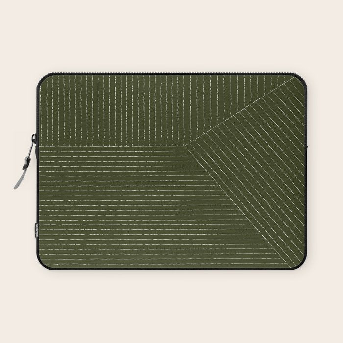 Lines (Olive Green) Laptop Sleeve Gallery Image 1
