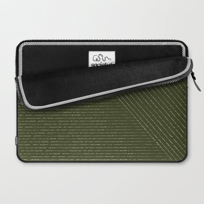 Lines (Olive Green) Laptop Sleeve Gallery Image 2