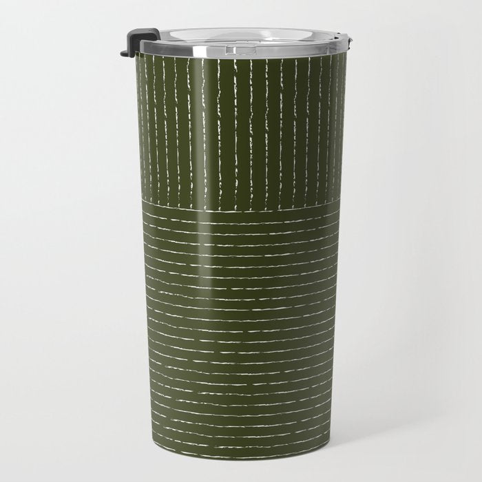 Lines (Olive Green) Travel Mug Gallery Image 3
