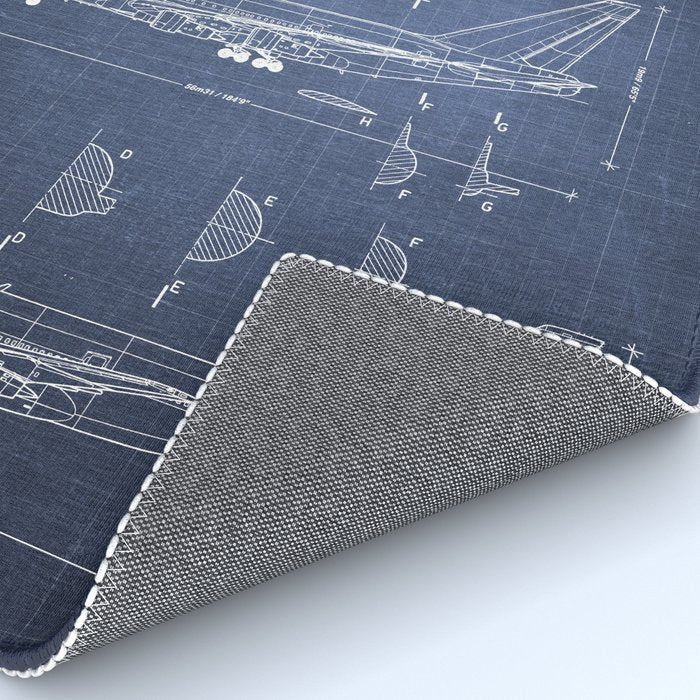 Boeing 747-SP and 747-100 Blueprint in High Resolution (dark blue) Rug Gallery Image 4