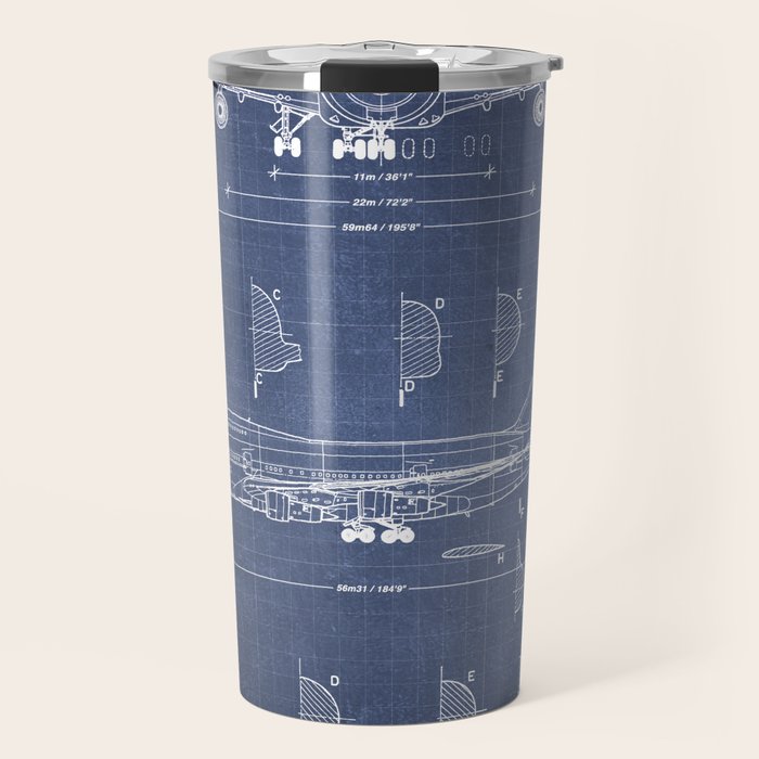 Boeing 747-SP and 747-100 Blueprint in High Resolution (dark blue) Travel Mug Gallery Image 1