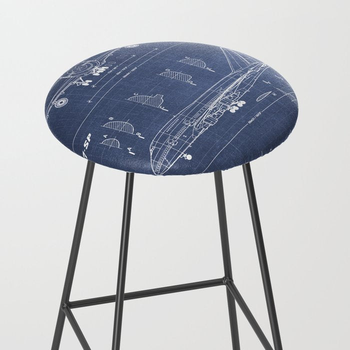 Boeing 747-SP and 747-100 Blueprint in High Resolution (dark blue) Stool Gallery Image 2