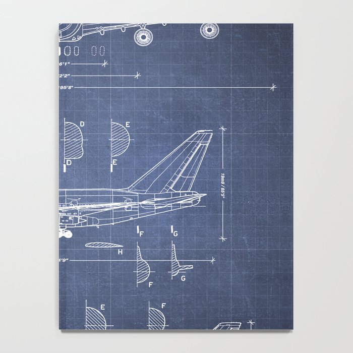 Boeing 747-SP and 747-100 Blueprint in High Resolution (dark blue) Notebook Gallery Image 4