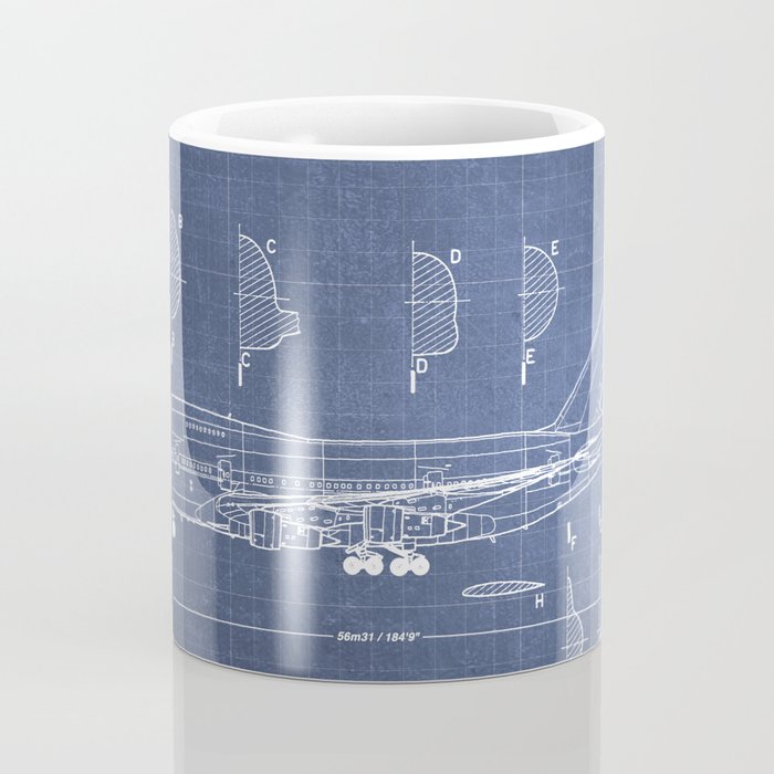 Boeing 747-SP and 747-100 Blueprint in High Resolution (dark blue) Coffee Mug Gallery Image 4