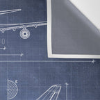 Boeing 747-SP and 747-100 Blueprint in High Resolution (dark blue) Wall Tapestry Gallery Image 3