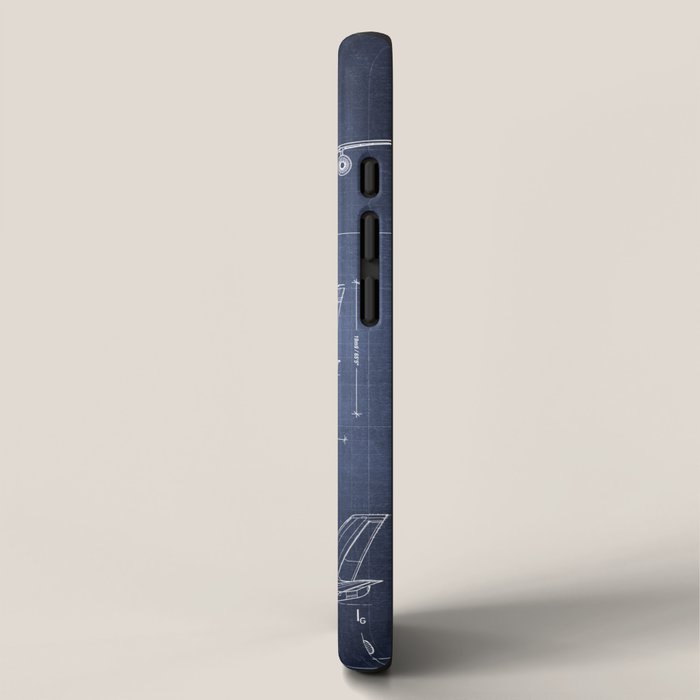 Boeing 747-SP and 747-100 Blueprint in High Resolution (dark blue) iPhone Case Gallery Image 2