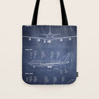 Boeing 747-SP and 747-100 Blueprint in High Resolution (dark blue) Tote Bag Gallery Image 1