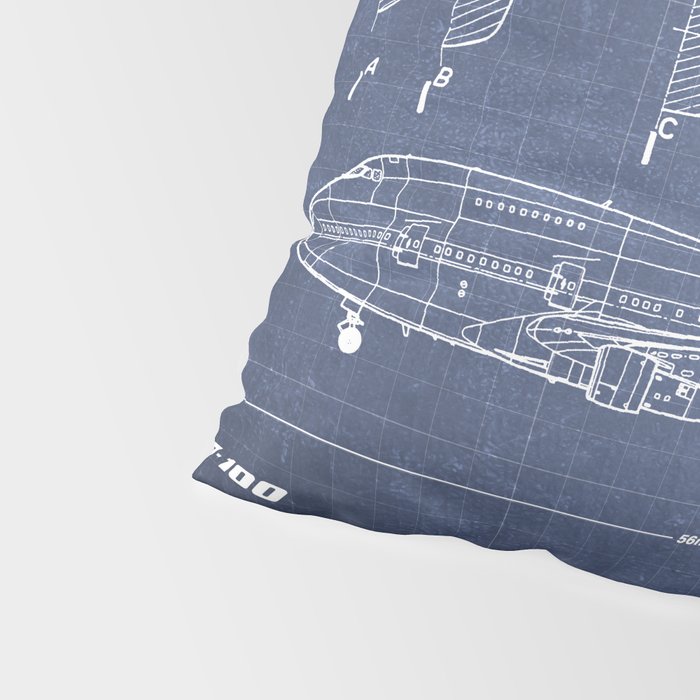 Boeing 747-SP and 747-100 Blueprint in High Resolution (dark blue) Pillow Sham Gallery Image 4