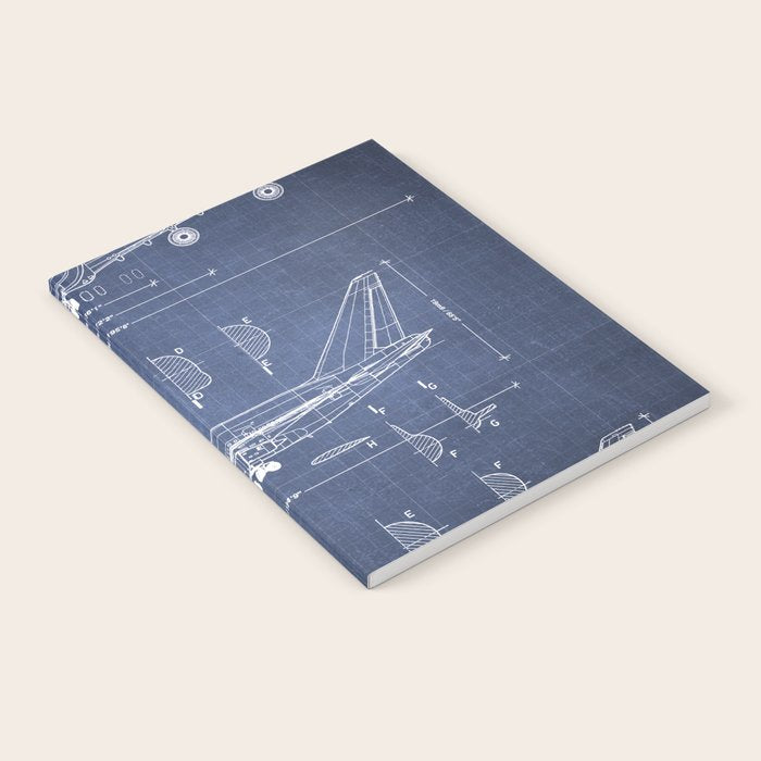 Boeing 747-SP and 747-100 Blueprint in High Resolution (dark blue) Notebook Gallery Image 1