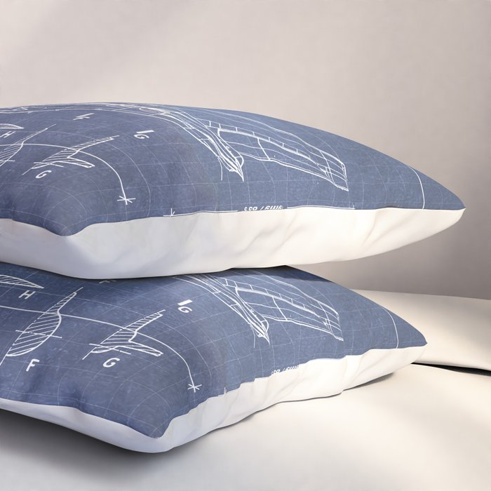 Boeing 747-SP and 747-100 Blueprint in High Resolution (dark blue) Pillow Sham Gallery Image 3