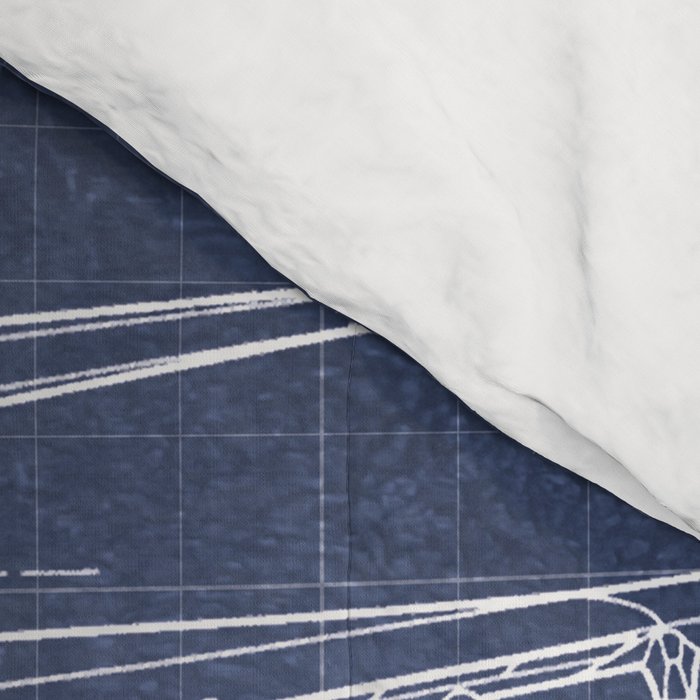 Boeing 747-SP and 747-100 Blueprint in High Resolution (dark blue) Comforter Gallery Image 4
