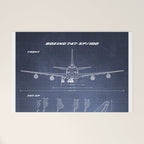 Boeing 747-SP and 747-100 Blueprint in High Resolution (dark blue) Welcome Mat Gallery Image 1