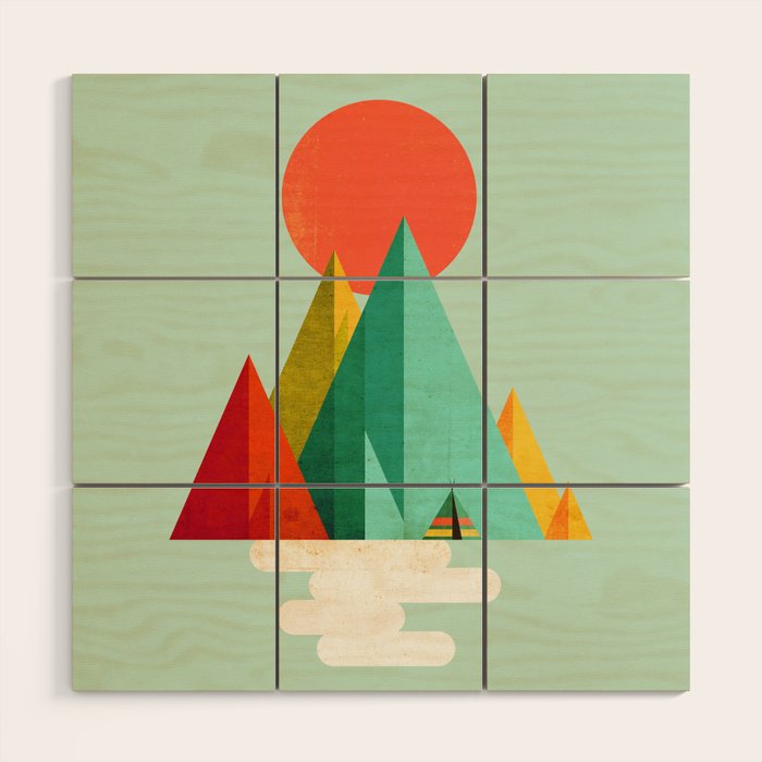 Little Geometric Tipi Wood Wall Art Gallery Image 1