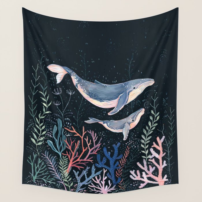 Whales and Coral Wall Tapestry Gallery Image 1