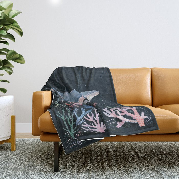 Whales and Coral Throw Blanket Gallery Image 1