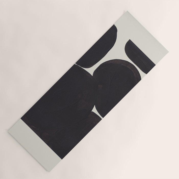 Black & White Minimalist Abstract Shapes Patterns Black Ink Painting Yoga Mat Gallery Image 1