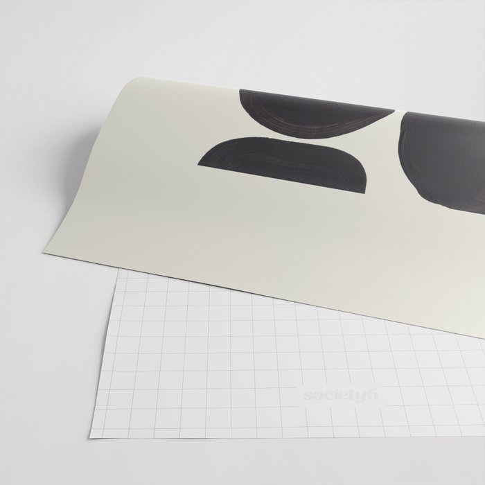 Black & White Minimalist Abstract Shapes Patterns Black Ink Painting Wrapping Paper Gallery Image 2