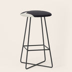 Black & White Minimalist Abstract Shapes Patterns Black Ink Painting Stool Gallery Image 1