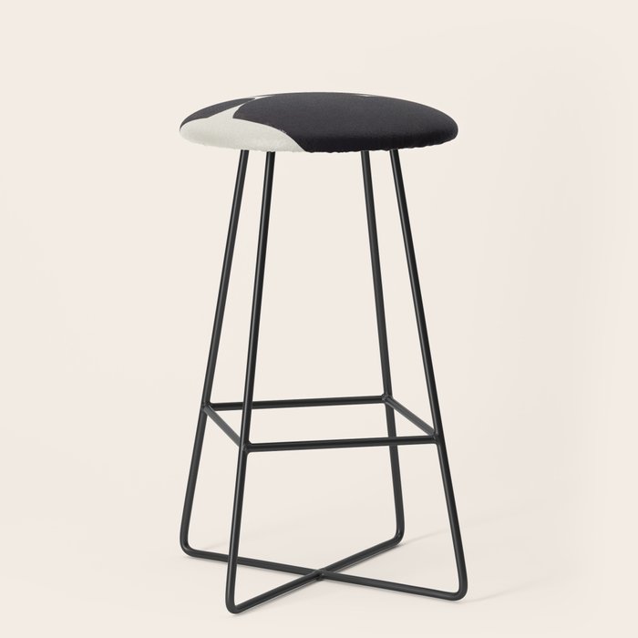 Black & White Minimalist Abstract Shapes Patterns Black Ink Painting Stool Gallery Image 1