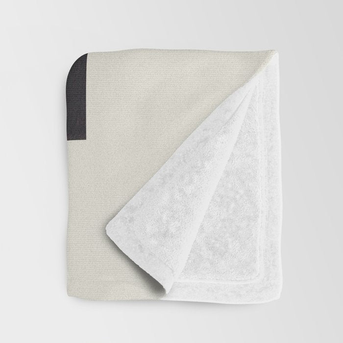 Black & White Minimalist Abstract Shapes Patterns Black Ink Painting Throw Blanket Gallery Image 3