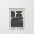 Black & White Minimalist Abstract Shapes Patterns Black Ink Painting Wall Hanging Gallery Image 1