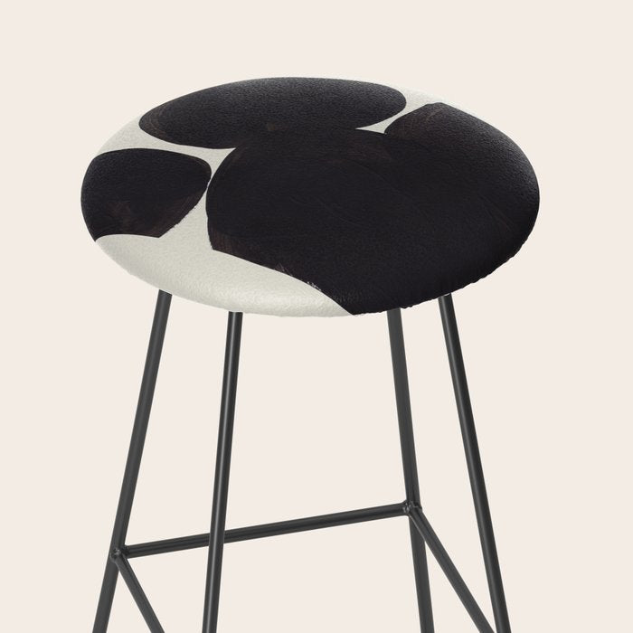 Black & White Minimalist Abstract Shapes Patterns Black Ink Painting Stool Gallery Image 2