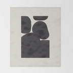 Black & White Minimalist Abstract Shapes Patterns Black Ink Painting Throw Blanket Gallery Image 2
