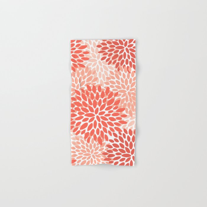 Flowers Pattern, Coral, Pink, Floral Prints Hand & Bath Towel Gallery Image 1