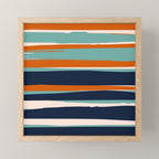 Stripes Abstract, Orange, Teal, Navy Mini Art Print Gallery Image 1