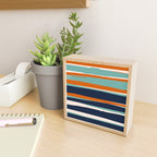 Stripes Abstract, Orange, Teal, Navy Mini Art Print Gallery Image 2