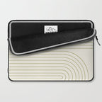 Minimal Line Curvature LXXXVII Creme & Green Mid Century Modern Arch Abstract Laptop Sleeve Gallery Image 2