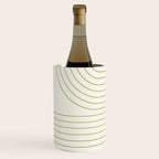 Minimal Line Curvature LXXXVII Creme & Green Mid Century Modern Arch Abstract Wine Chiller Gallery Image 2