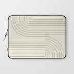 Minimal Line Curvature LXXXVII Creme & Green Mid Century Modern Arch Abstract Laptop Sleeve Gallery Image 1
