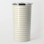 Minimal Line Curvature LXXXVII Creme & Green Mid Century Modern Arch Abstract Travel Mug Gallery Image 1