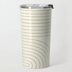 Minimal Line Curvature LXXXVII Creme & Green Mid Century Modern Arch Abstract Travel Mug Gallery Image 2
