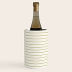 Minimal Line Curvature LXXXVII Creme & Green Mid Century Modern Arch Abstract Wine Chiller Gallery Image 1