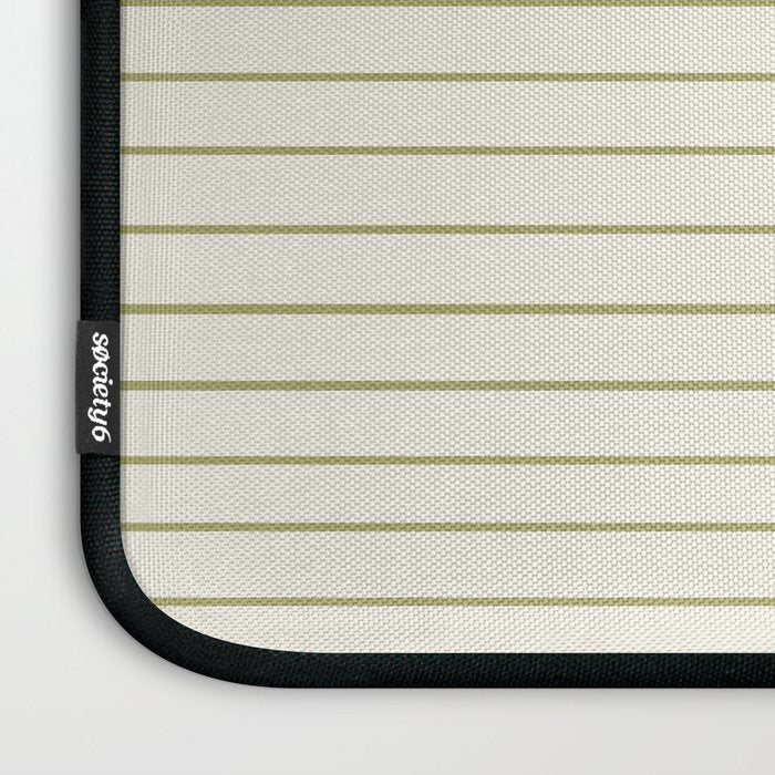 Minimal Line Curvature LXXXVII Creme & Green Mid Century Modern Arch Abstract Laptop Sleeve Gallery Image 3