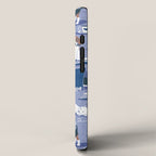 Life is better with books a hot drink and a friend // indigo blue background brown white and blue beagles and cats and classic blue cozy details iPhone Case Gallery Image 2