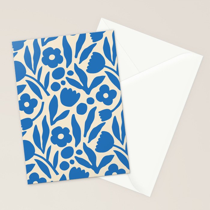 Blue flower nature art pattern Stationery Card Gallery Image 2