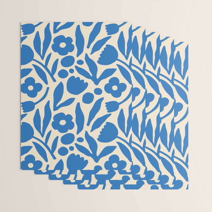 Blue flower nature art pattern Wrapping Paper Gallery Image 3