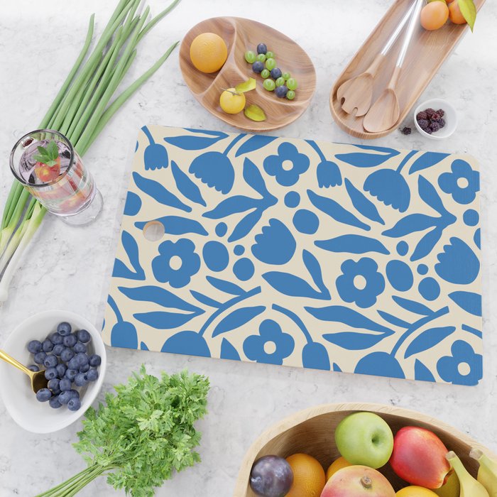 Blue flower nature art pattern Cutting Board Gallery Image 2