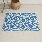 Blue flower nature art pattern Rug Gallery Image 1