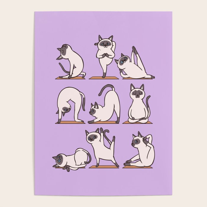Siamese Cat Yoga Poster Gallery Image 1