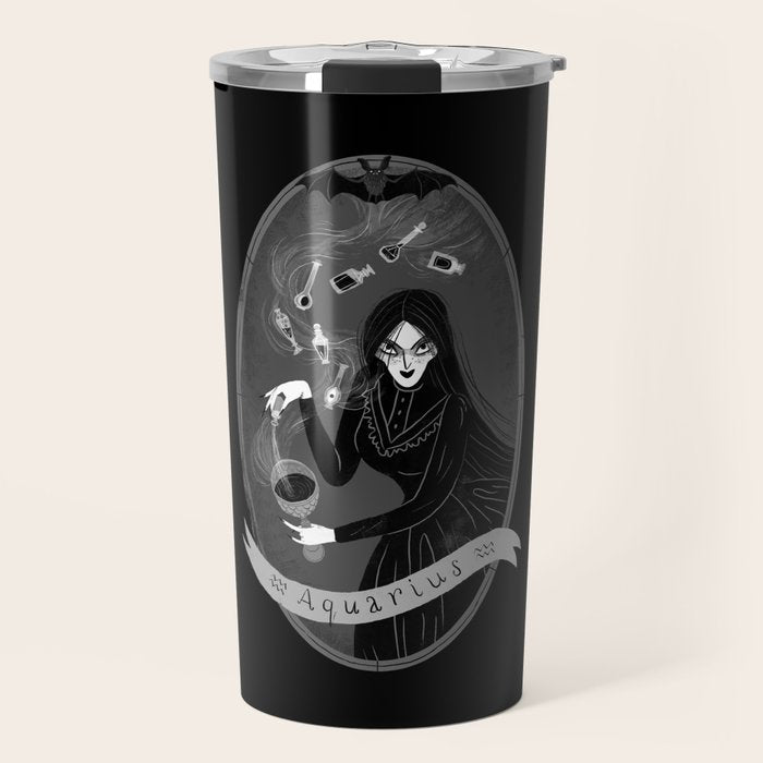 Aquarius Witchy Zodiac Travel Mug Gallery Image 1