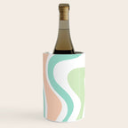 Retro Liquid Candy Swirl Abstract Pattern in Pastel Mint Teal and Salmon Blush on White Wine Chiller Gallery Image 2