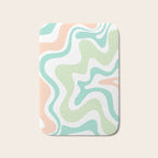 Retro Liquid Candy Swirl Abstract Pattern in Pastel Mint Teal and Salmon Blush on White Bath Mat Gallery Image 1
