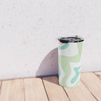 Retro Liquid Candy Swirl Abstract Pattern in Pastel Mint Teal and Salmon Blush on White Travel Mug Gallery Image 4