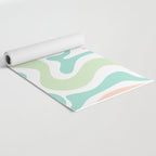 Retro Liquid Candy Swirl Abstract Pattern in Pastel Mint Teal and Salmon Blush on White Yoga Mat Gallery Image 2