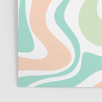 Retro Liquid Candy Swirl Abstract Pattern in Pastel Mint Teal and Salmon Blush on White Poster Gallery Image 3